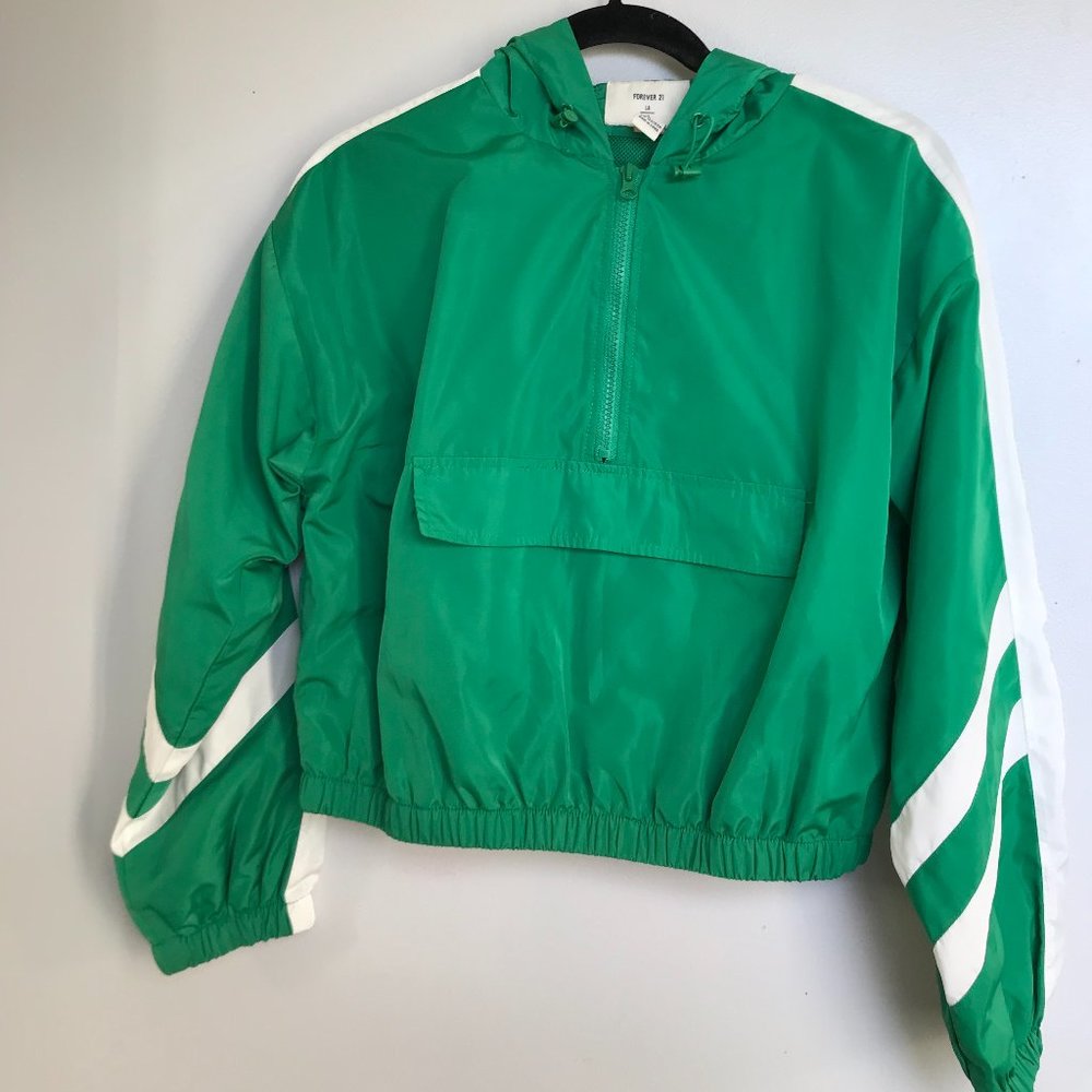 Forever 21 Green Quarter Zip Windbreaker size S